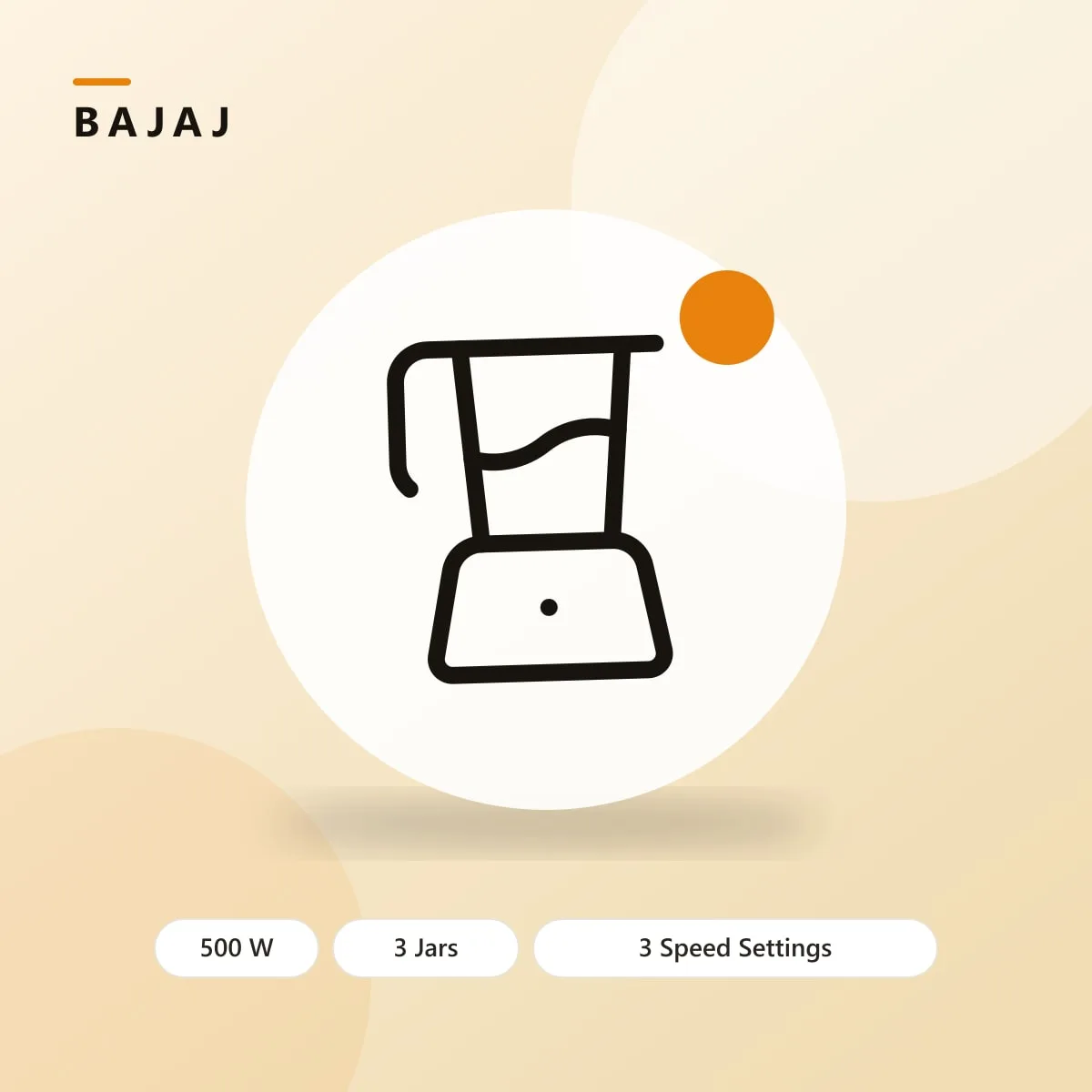Bajaj Rex 500W Mixer Grinder with 3 Jars